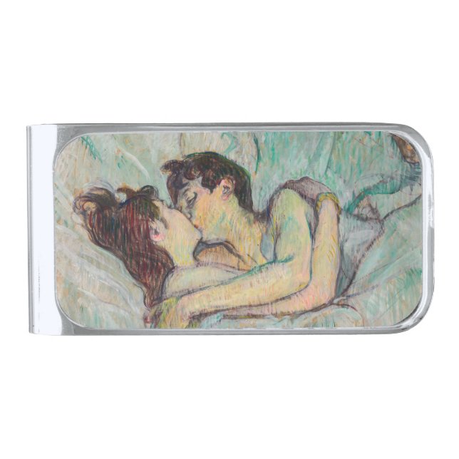 Toulouse-Lautrec - In Bed, The Kiss Silver Finish Money Clip (Front)