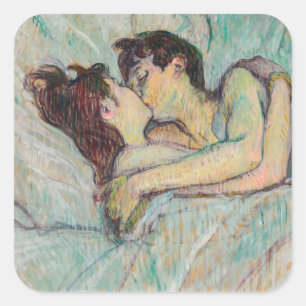 Toulouse-Lautrec - In Bed, The Kiss Square Sticker