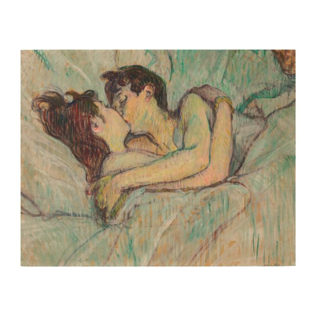 Toulouse-Lautrec - In Bed, The Kiss Wood Wall Art (Front)