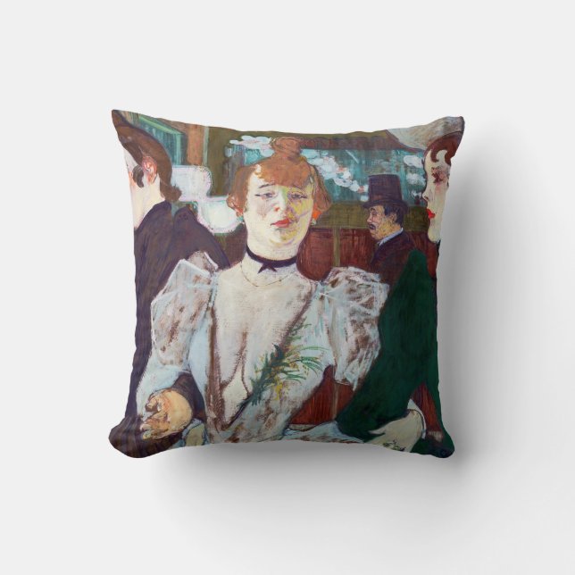 Toulouse-Lautrec - La Goulue Arriving at the Rouge Throw Pillow (Front)