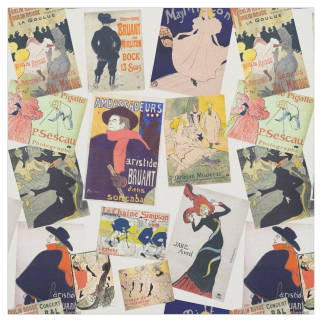 Toulouse-Lautrec Posters Pattern Fabric (Swatch)