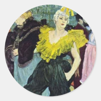 Toulouse Lautrec The Clowness vintage picture, Classic Round Sticker