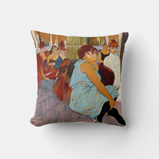 Toulouse-Lautrec - The Salon in the Rue des Moulin Throw Pillow (Front)