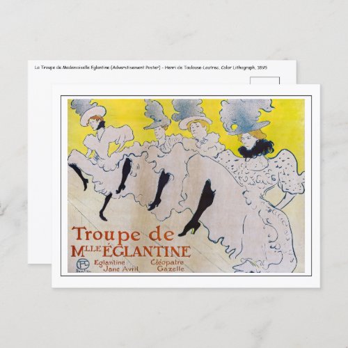 Toulouse_Lautrec _ Troupe de Mlle Eglantine Postcard