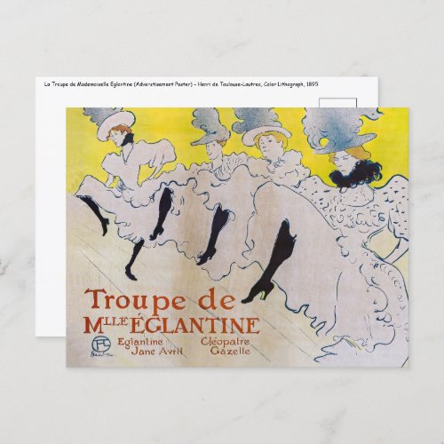 Toulouse_Lautrec _ Troupe de Mlle Eglantine Postcard