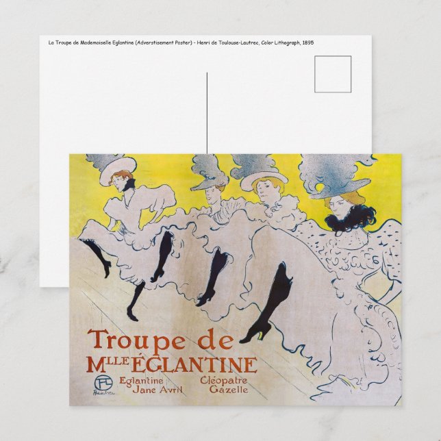 Toulouse-Lautrec - Troupe de Mlle Eglantine Postcard (Front/Back)
