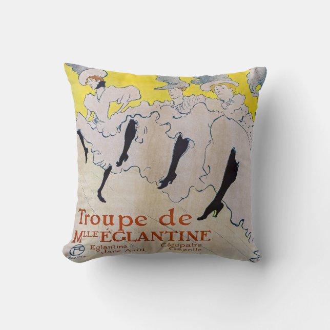 Toulouse-Lautrec - Troupe de Mlle Eglantine Throw Pillow (Front)