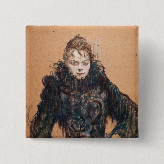 Toulouse-Lautrec - Woman with a Black Boa Button (Front)