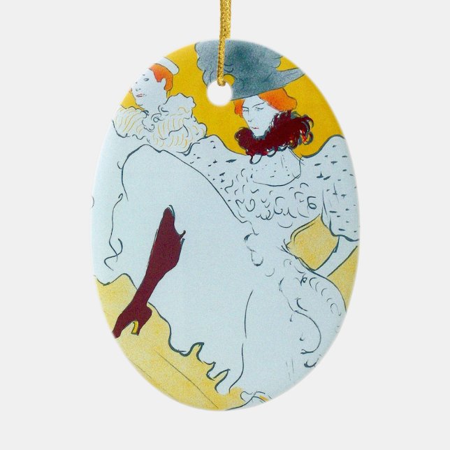 Toulouse Lautrec Yellow Dancing Girl Poster Ceramic Ornament (Front)