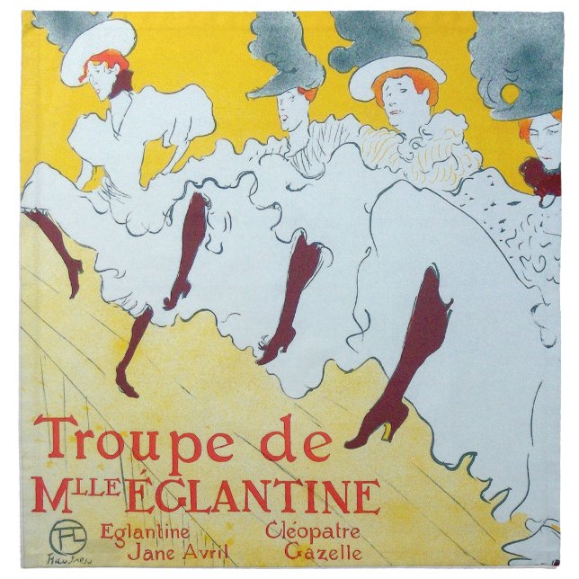 Toulouse Lautrec Yellow Dancing Girl Poster Cloth Napkin (Front)