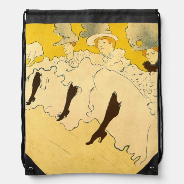 Toulouse Lautrec Yellow Dancing Girl Poster Drawstring Bag (Front)