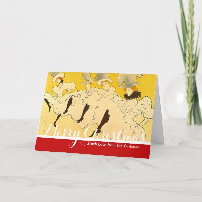 Toulouse Lautrec Yellow Dancing Girl Poster Holiday Card (Front)