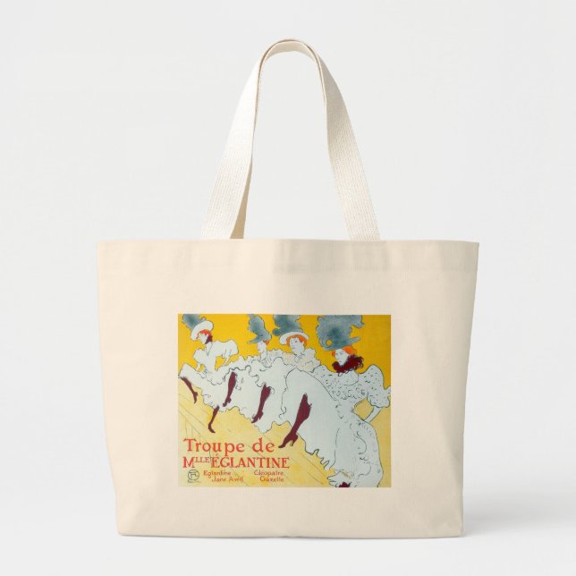 Toulouse Lautrec Yellow Dancing Girl Poster Large Tote Bag (Front)