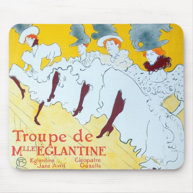 Toulouse Lautrec Yellow Dancing Girl Poster Mouse Pad (Front)