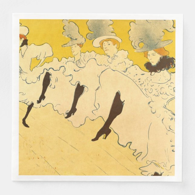 Toulouse Lautrec Yellow Dancing Girl Poster Paper Dinner Napkins (Front)