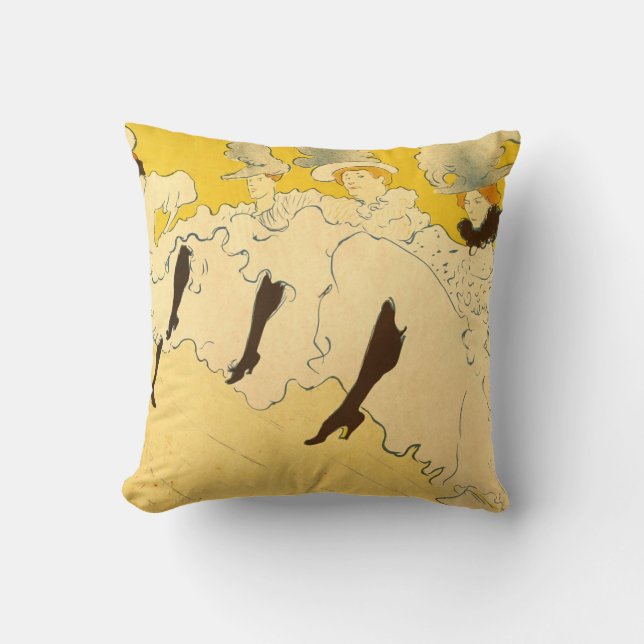 Toulouse Lautrec Yellow Dancing Girl Poster Throw Pillow (Front)