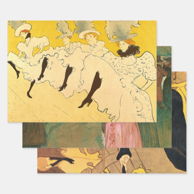 Toulouse Lautrec Yellow Dancing Girl Poster Wrapping Paper Sheets (Set)