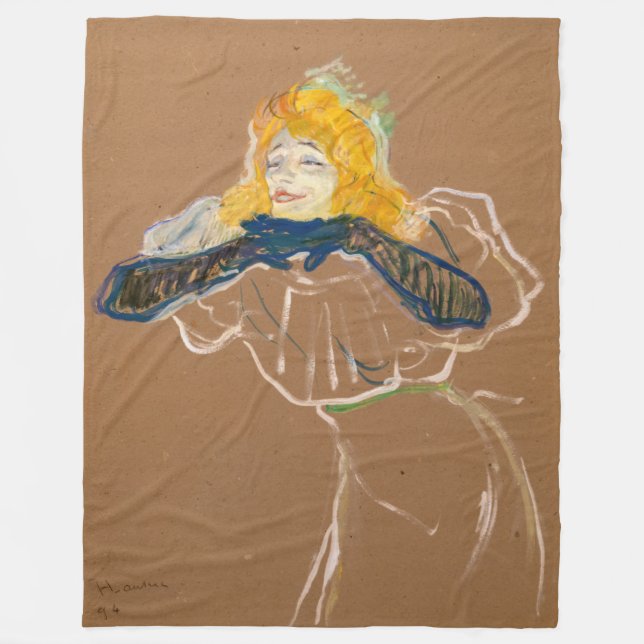Toulouse-Lautrec - Yvette Guilbert Singing Fleece Blanket (Front)