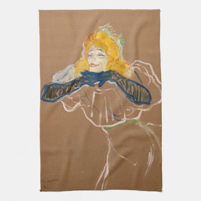 Toulouse-Lautrec - Yvette Guilbert Singing Kitchen Towel (Vertical)