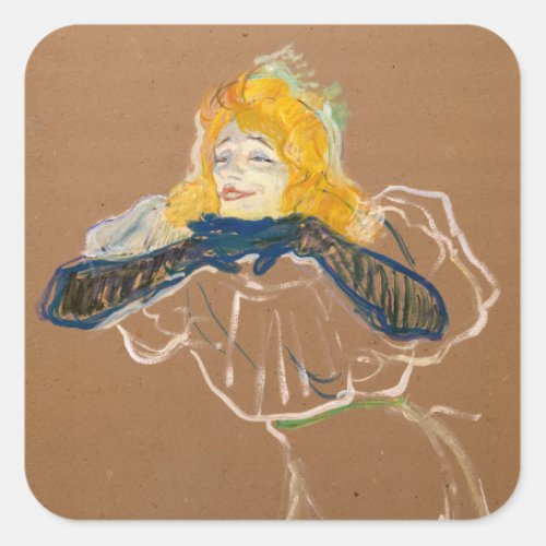 Toulouse_Lautrec _ Yvette Guilbert Singing Square Sticker
