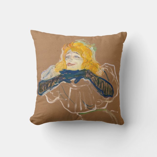 Toulouse-Lautrec - Yvette Guilbert Singing Throw Pillow (Front)