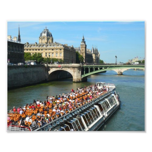 Tour Boat on the Seine River in Paris Photo Print