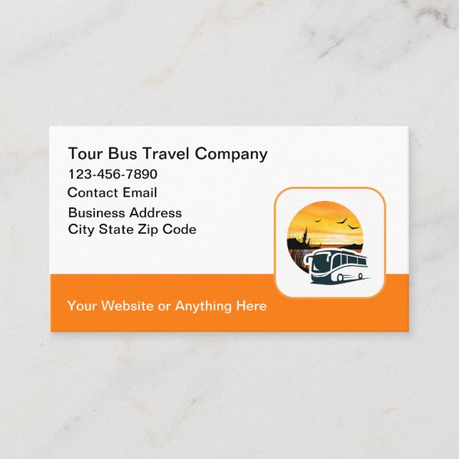 Tour Bus Travel Theme Business Cards  (Front)