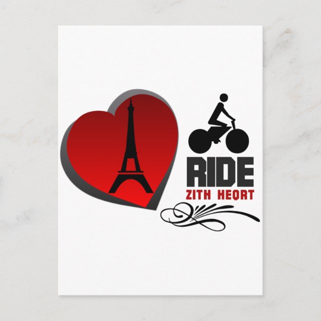 Tour De France Paris Heart Postcard (Front)