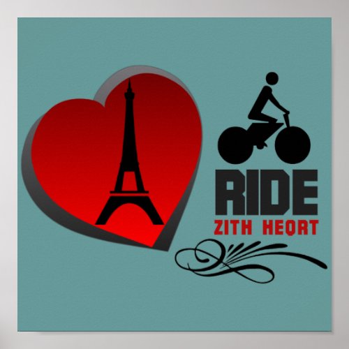 Tour De France Paris Heart Poster