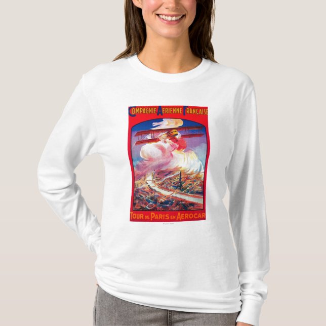Tour De Paris, France in Aerocar PosterEurope T-Shirt (Front)
