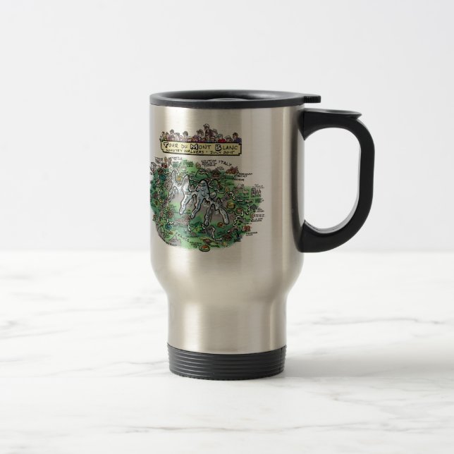 Tour du Mont Blanc cartoon map - travel mug (Right)