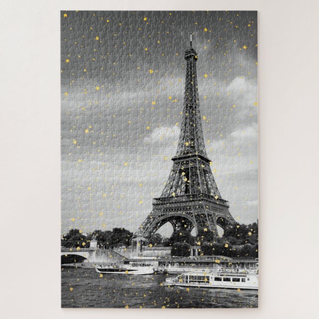 Tour Eiffel, France - Black/ Faux Gold Sprinkle Jigsaw Puzzle (Vertical)