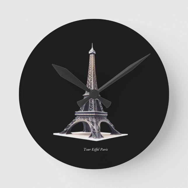 Tour Eiffel Paris France Round Clock (Front)