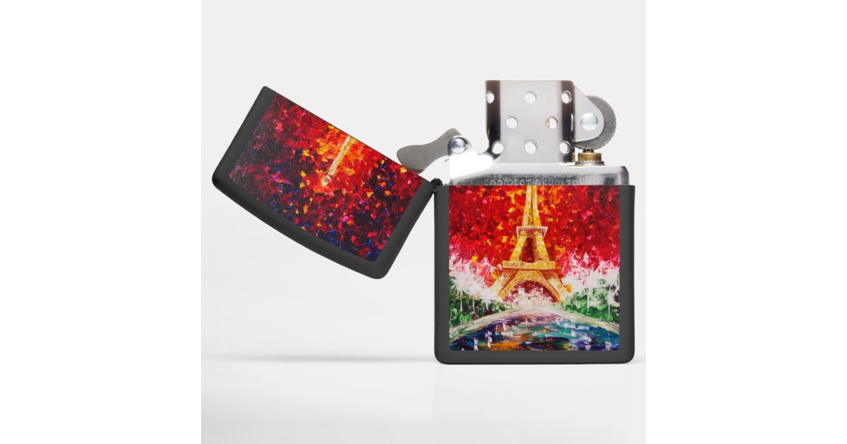 Tour Eiffel Paris Night Rainbow Painting S036 Zippo Lighter