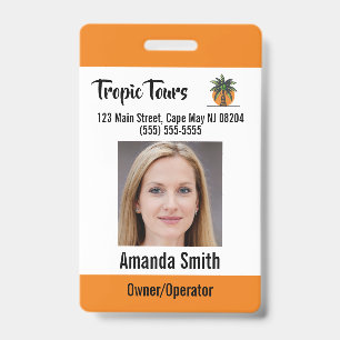 Tour Guide Photo ID Orange Badge