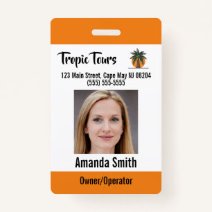 Tour Guide Photo ID Orange Badge