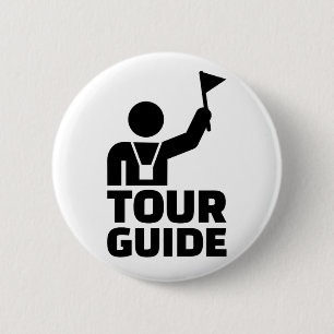 Tour guide pinback button