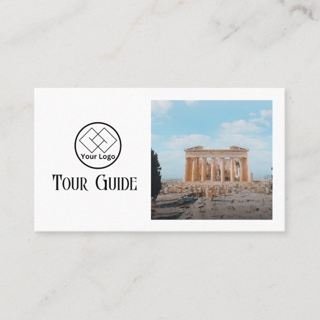 Tour Guide Travel Agent Elegant QR Code  Business Card (Front)