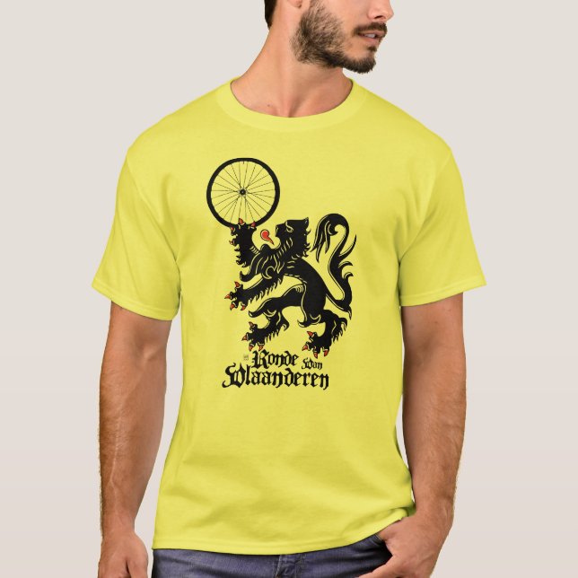 Tour of Flanders (De Ronde) Lion holding Wheel T-Shirt (Front)