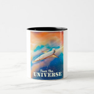 Tour the Universe space ship Two-Tone Coffee Mug