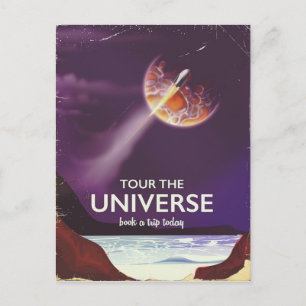 Tour the Universe vintage science fiction poster Postcard