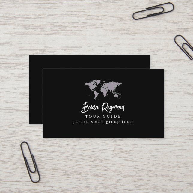 Tour Tourism Guide black Business Card (Front/Back In Situ)
