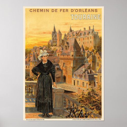 Touraine Loches France Vintage Poster 1906