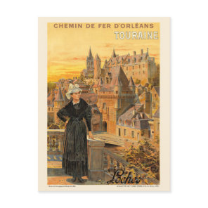 Touraine Loches France Vintage Poster 1906 Postcard