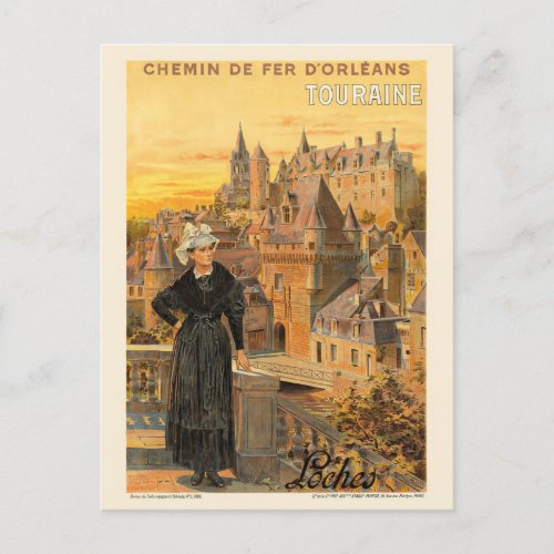 Touraine Loches France Vintage Poster 1906 Postcard