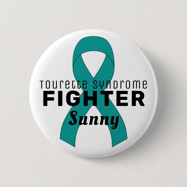 Tourette Syndrome Ribbon White Button (Front)