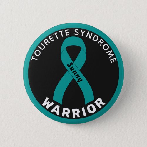 Tourette Syndrome Warrior Ribbon Black Button
