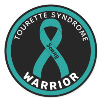 Tourette Syndrome Warrior Ribbon Black Classic Round Sticker