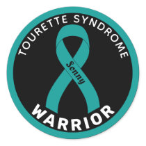 Tourette Syndrome Warrior Ribbon Black Classic Round Sticker