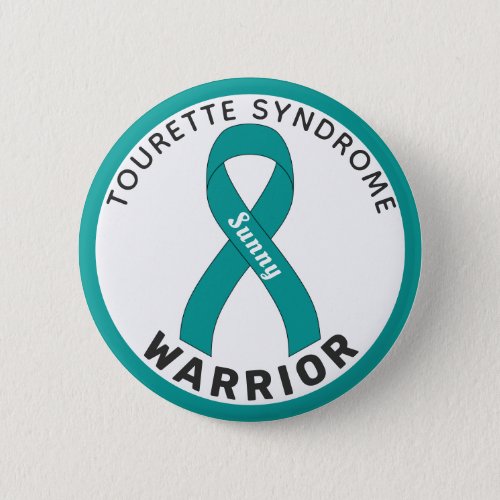 Tourette Syndrome Warrior Ribbon White Button